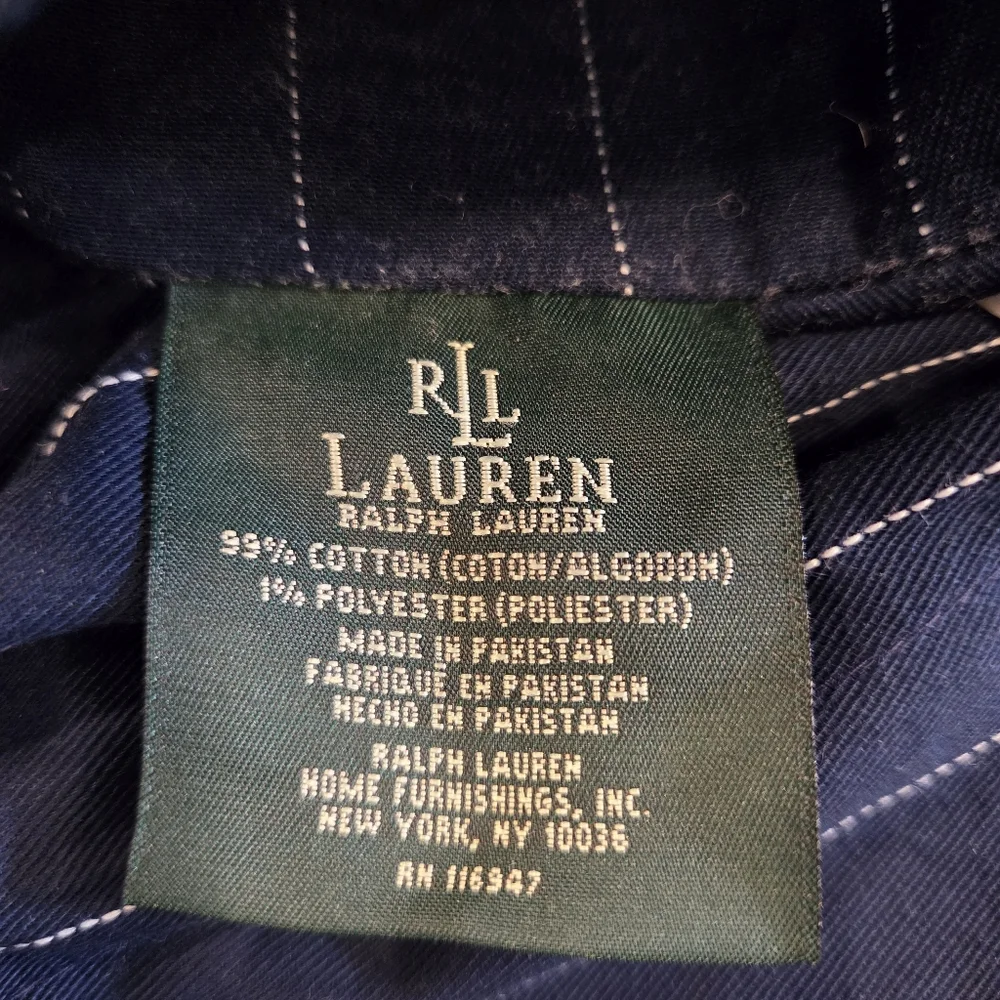 Lauren Ralph Lauren Blue Pinstripe Button Throw Pillowcases Lot Of 2 28x28
